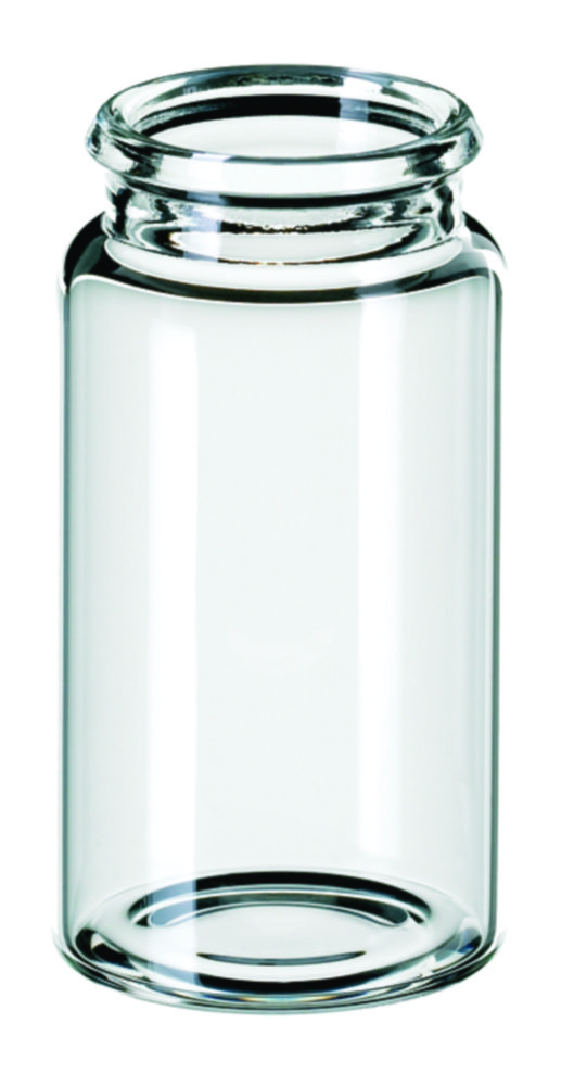 Vials w. snap neck, LLG, N 22 snap cap, flat bottom, 15 mL, clear