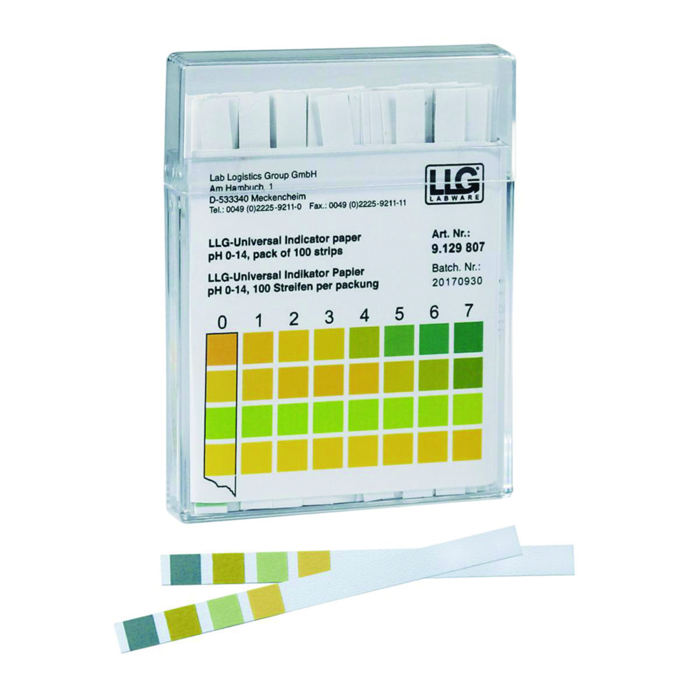 [4667571] pH indicator paper, LLG Universal, strips, pH 0 - 14, 10x100 pcs