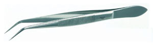 Forcep, curved, sharp, 115 mm