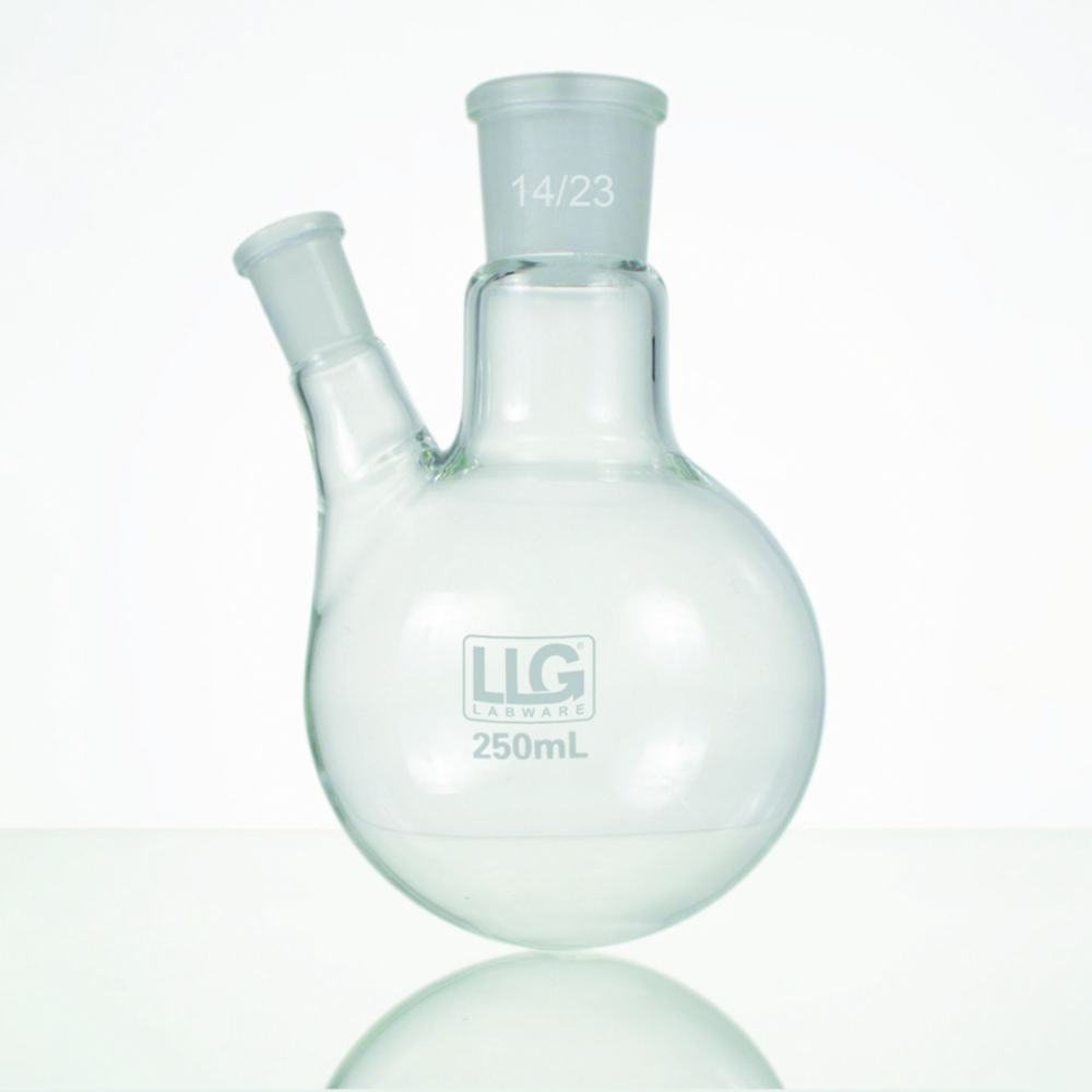 Round-bottom Flasks, Two-neck, Side Neck Angled