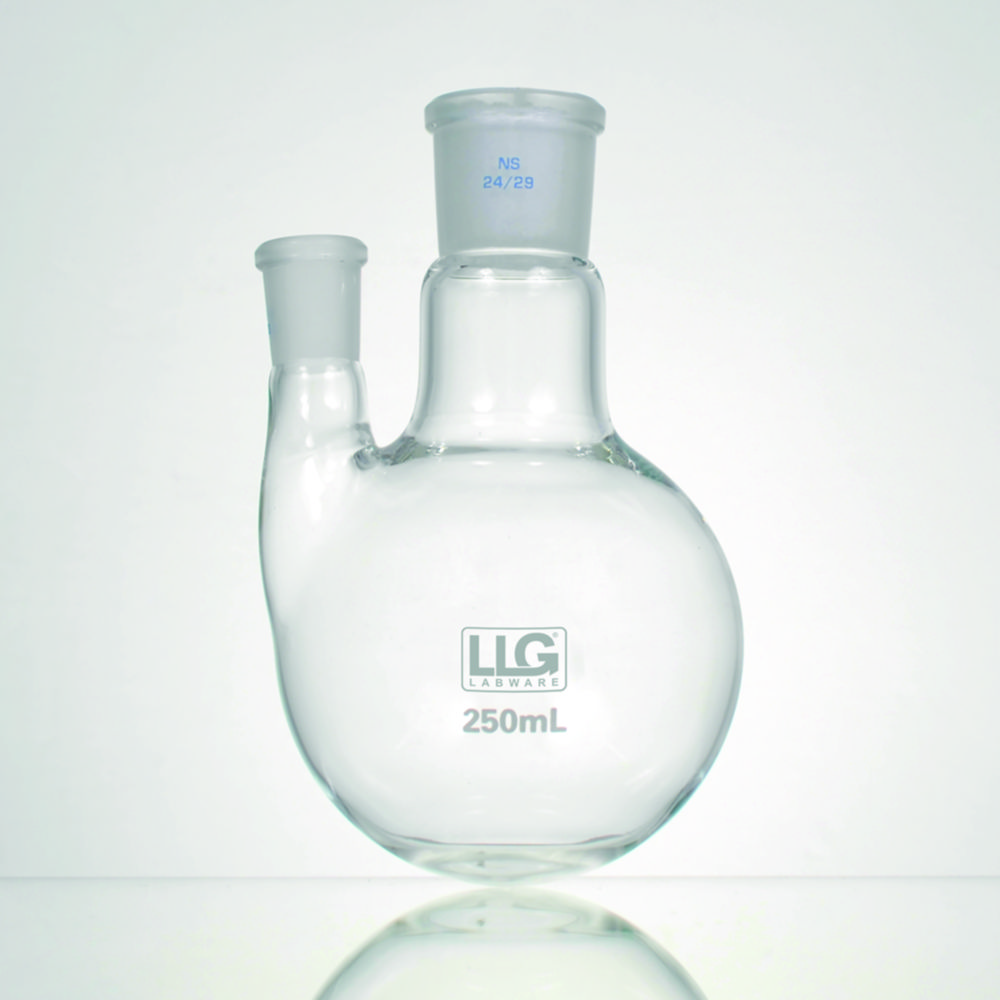 Round-bottom Flasks, Two-neck, Side Neck Angled, 100 ml