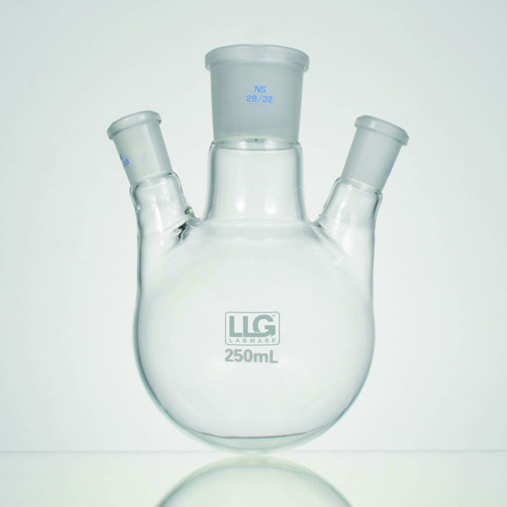 Round-bottom Flasks, Three-neck, cent.:29/32, 2 x Side Neck Angled 29/32 , 500 ml