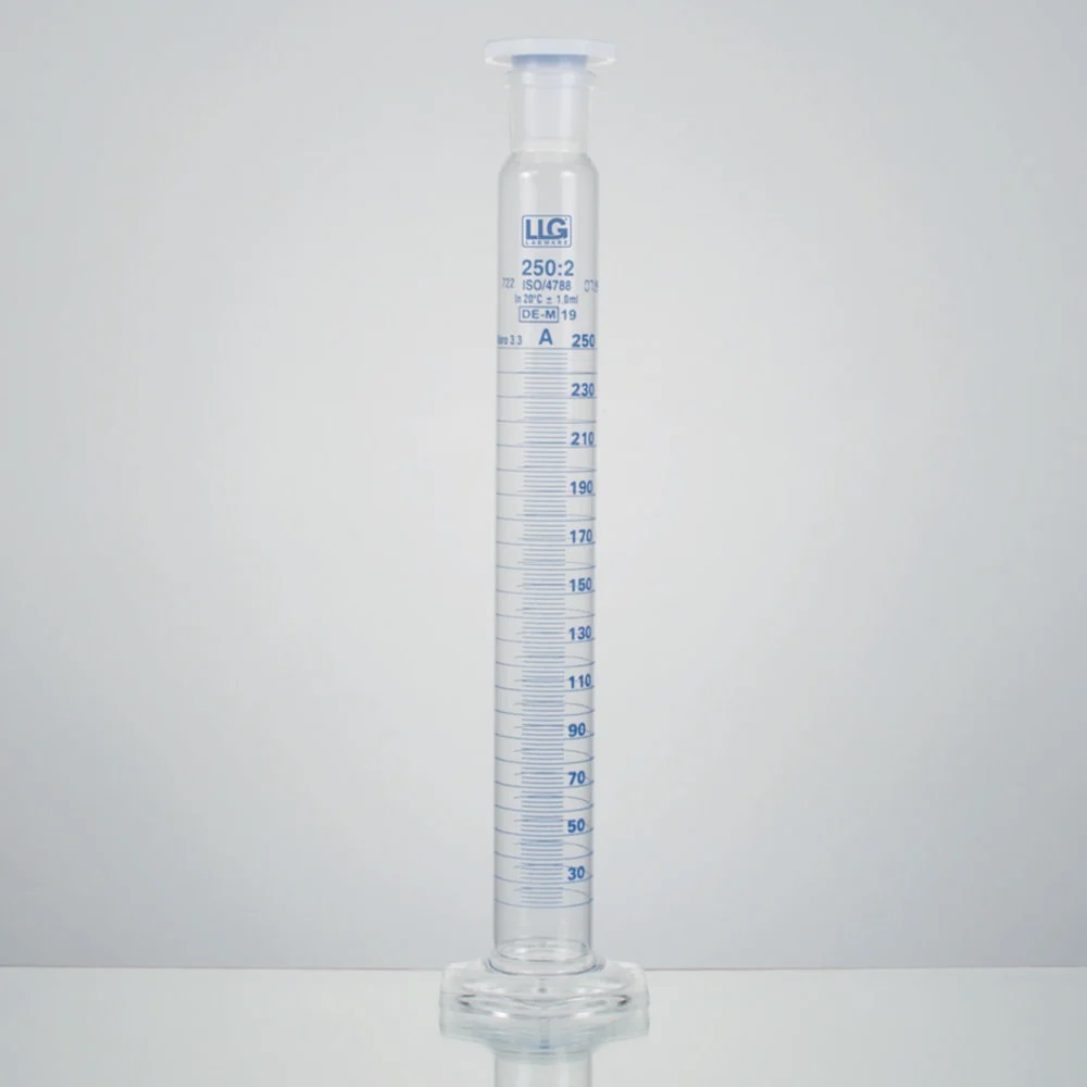 Mixing cylinder, LLG, tall, cl. A, PE stopper, 50 mL, 2 pcs
