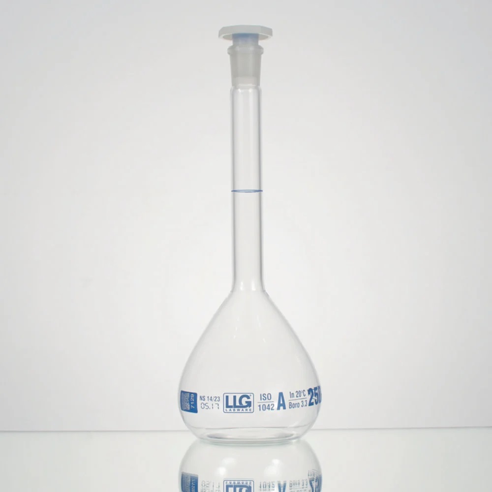 [4686241] Volumetric flask, LLG, cl. A, NS14, PE stopper, 200 mL, 2 pcs