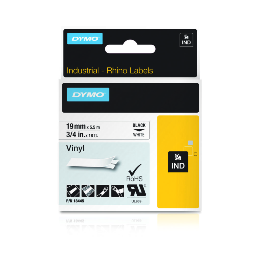 DYMO® Original IND-Tape for Rhino, 19mm x 5,5m, coloured Vinyl, black on white