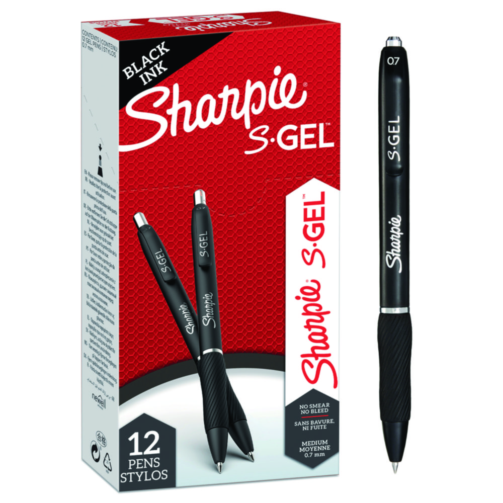Sharpie® S-Gel - Gel pen, 0,7 mm, black, 12/pk