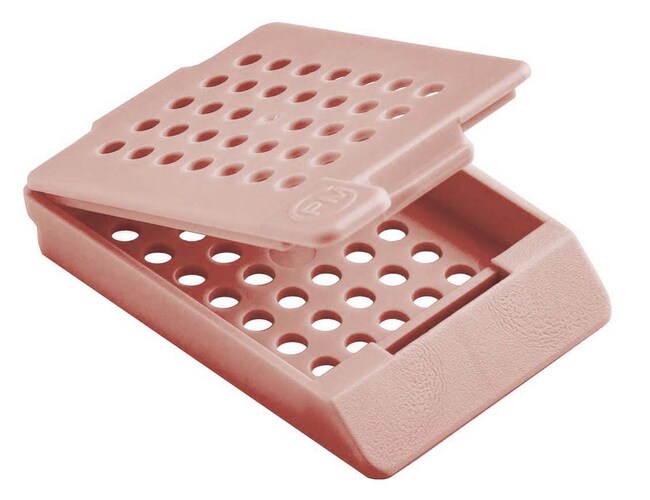 Tissue cassette incl. lid, Epredia PrintMate, w/round holes, 1000 pcs, Pink