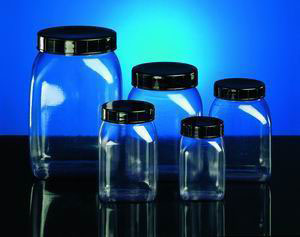 Sample container, square, PETG, no lid, 200 ml