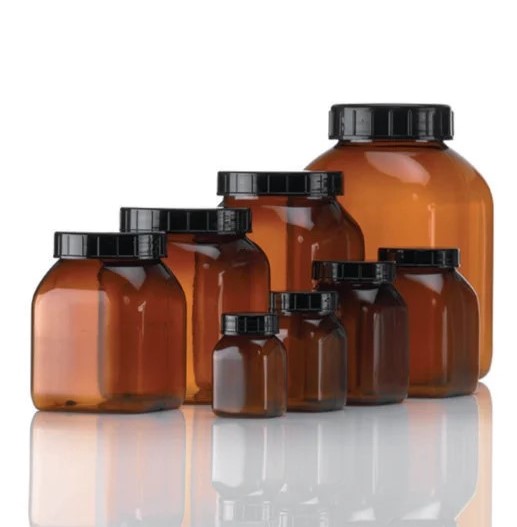 Sample container, square, brown,PVC, no lid,100ml