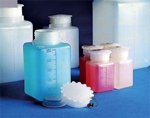 Wide-neck square bottle, PE, 1000 ml, cap PP, grad
