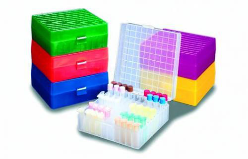 100-Well hinged storage box natural