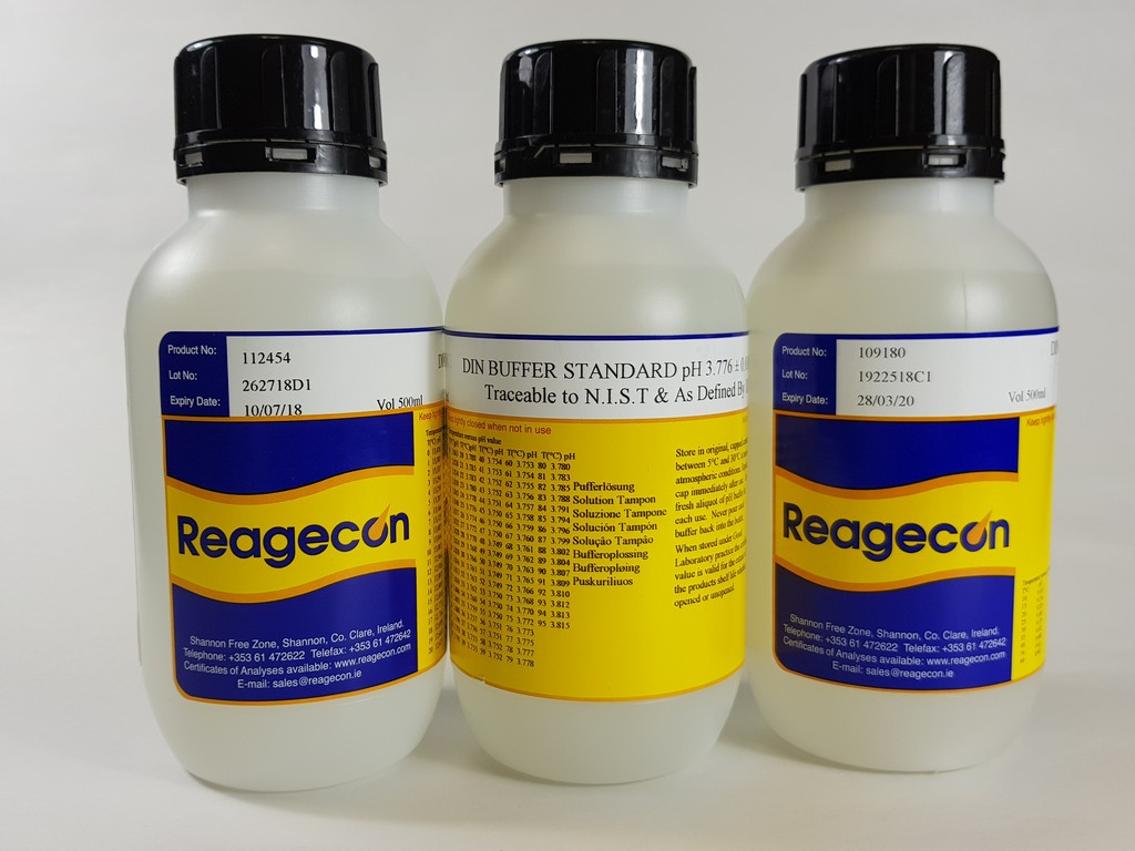 Buffer, Reagecon, pH 4,005 ± 0,01, 25 °C, DIN 19266, 500 mL