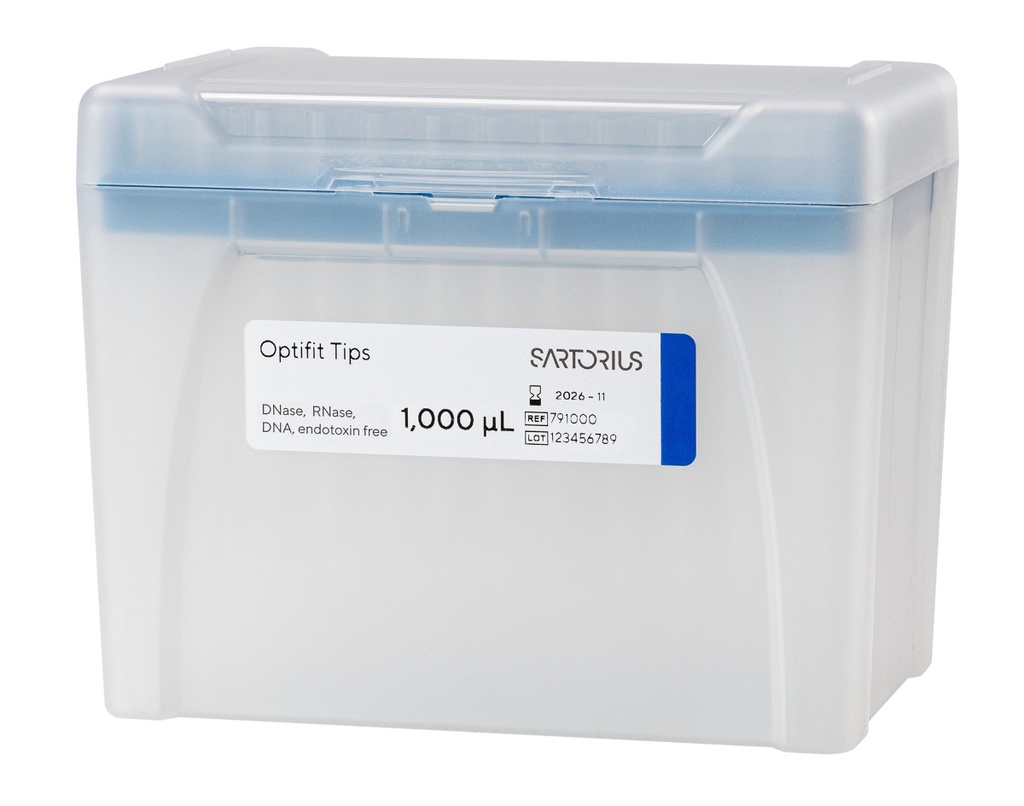 Optifit-Pipette tips, Sartorius, 10-1000 µl, length 71,5 mm, 10 rack of 96 pcs, sterile