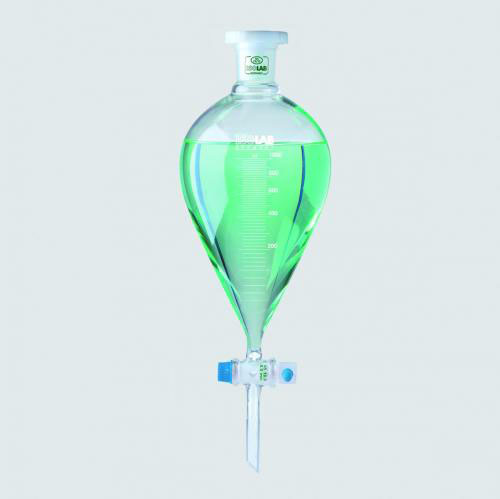 Separating funnel 500 ml conical, valve cock, DIN