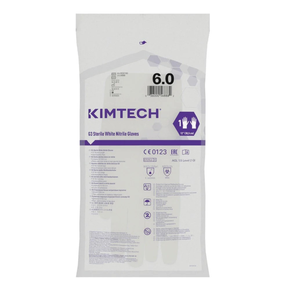 Nitrile gloves, Kimberly-Clark KIMTECH G3, size 8,5, sterile, cleanroom