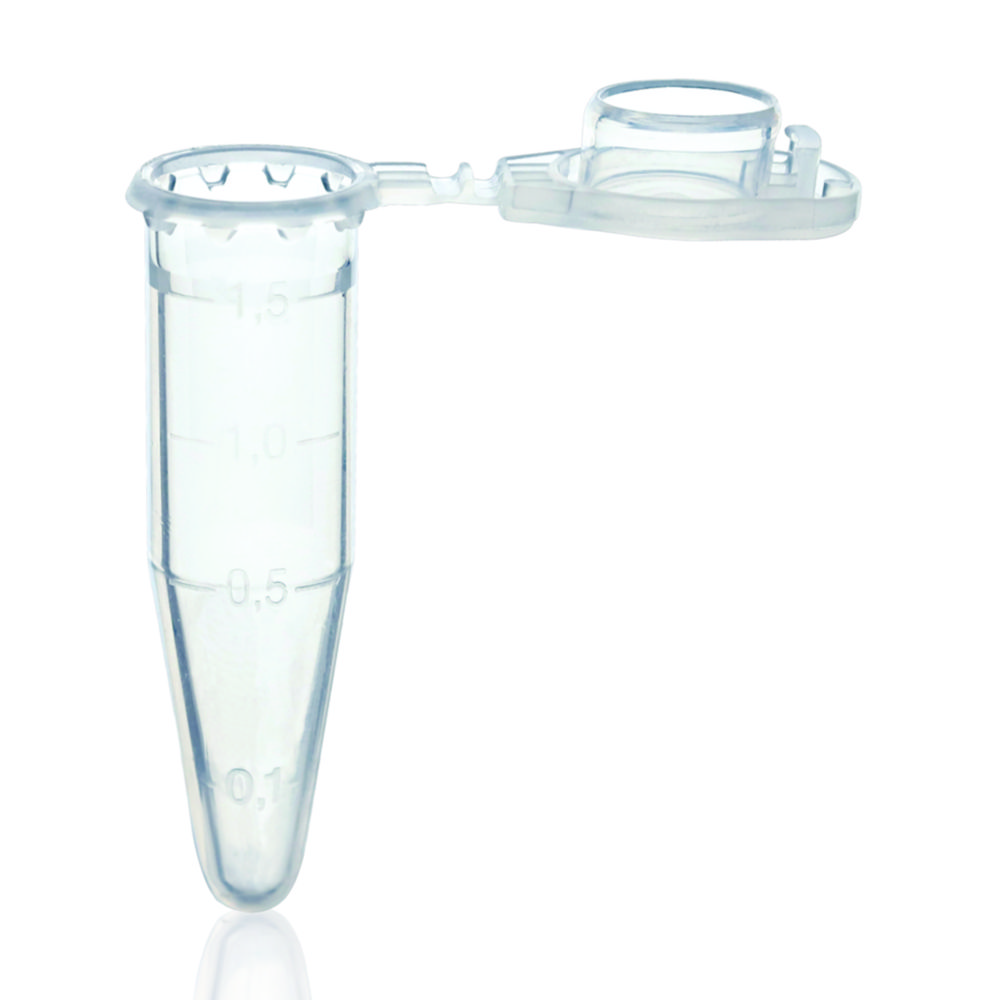 Microcentrifuge tube, BRAND, Safe-lock lid, clear, 1,5 ml, conical