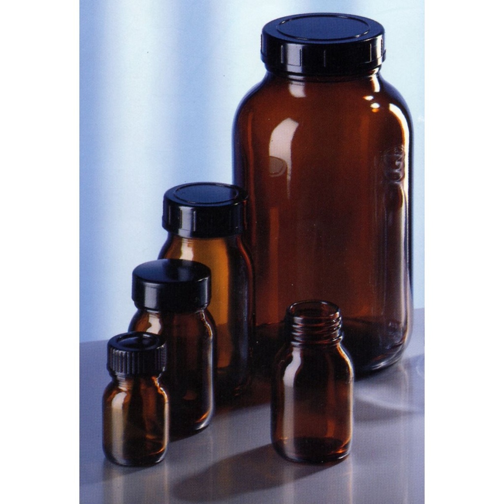 Wide mouth bottle 1000 ml, GL 68, w/cap, brown glass