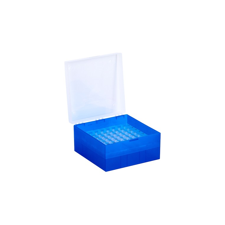 [1520014] Cryobox, Ratiolab, 133 x 133 x 52 mm, PP, 9 x 9, 1,2/2,0 ml cryotube, blue
