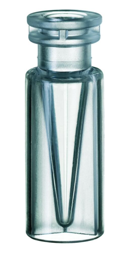 Microvials w. snap neck, LLG, PP, N 11 snap ring, wide opening, 0,3 mL conical, clear