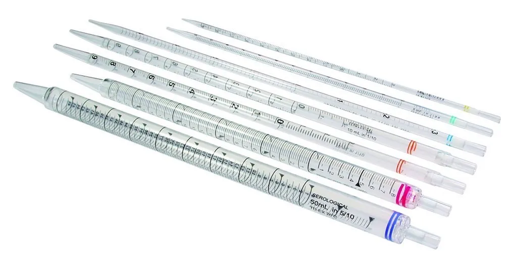 Serological pipette, LLG, PS, 10 mL : 0,1 mL, sterile, orange, filtered