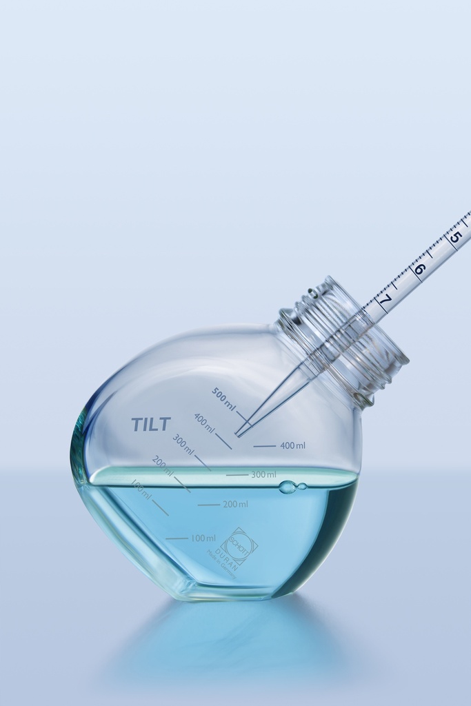TILT media bottle 500ml, clear, with screw-cap