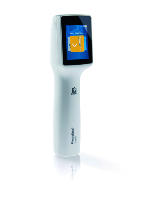 Repetitive pipette, Brand HandyStep touch, 1 µL - 50 mL, hvid, with charging station