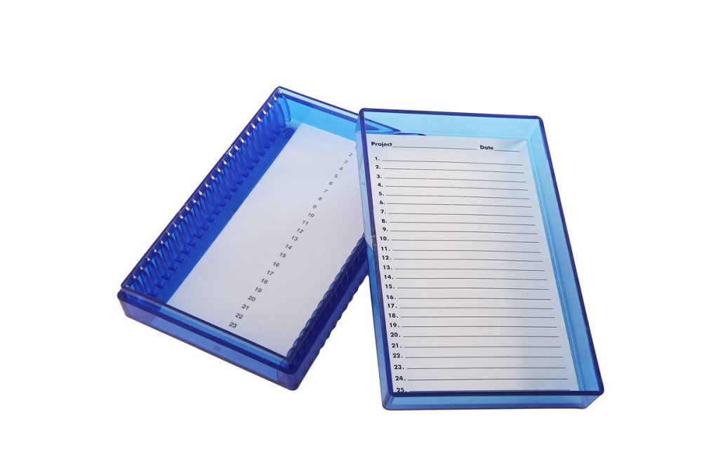 [6282578] Slide box, PC, blue for 25 slides, 141 x 88 x 35 mm
