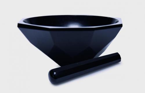 Mortar Ø85 mm, Agate, black with pestle