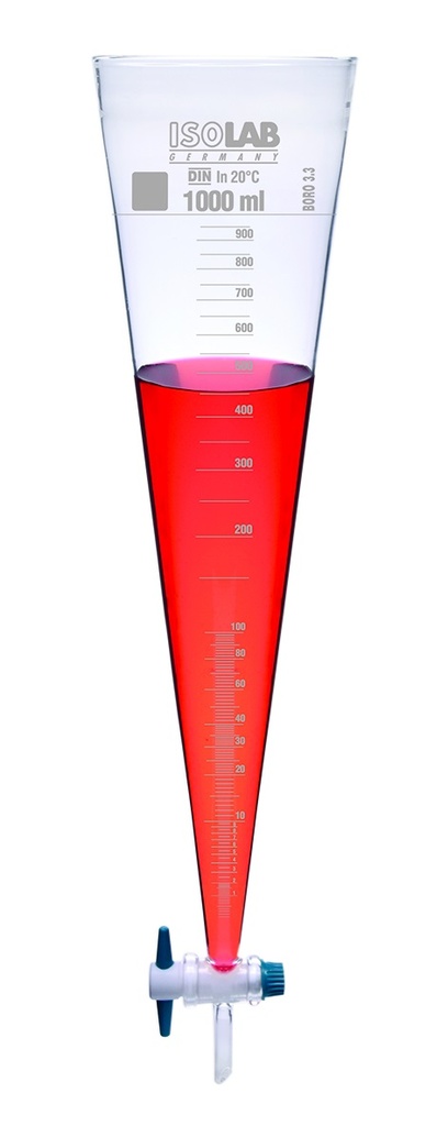 Imhoff cone, 1000 ml glas, with stopcock