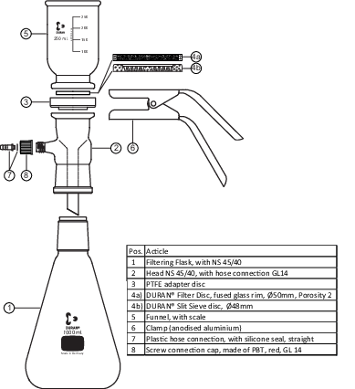 [6287338] Funnel 500 ml with scale, DURAN, for filtration apparatus