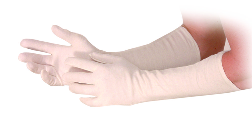 [6288450] Inner gloves, Franz Mensch Cotton gloves Nature Long, size L