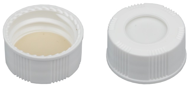 Screw cap, Macherey-Nagel, N 20, white PP w. hole, silicone/PTFE 45 A, Bonded