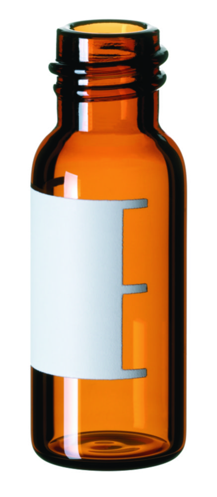 [6290228] Vials w. screw neck, LLG, N 8, small opening, 1,5 mL, amber, w. labeling field