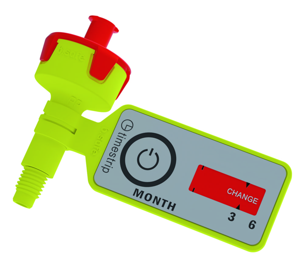 Air valve w. service life indic., Bohlender b.safe, PP, UNF 1/4" 28G, Ø20 mm, 1 µm, 10 pcs