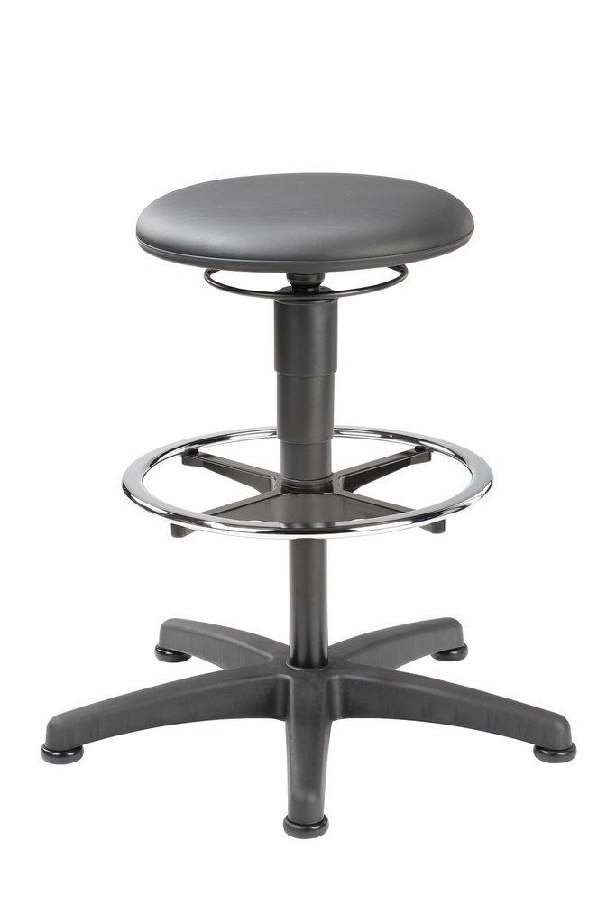 [6314807] LLG-Lab chair PU foam black, foot ring, 570-850mm
