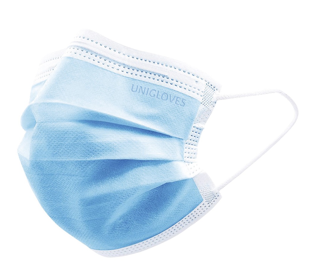 [6320157] Face mask, Unigloves Profil Plus, EN 14683 Type II R, CE, blue, 10 x 50 pcs