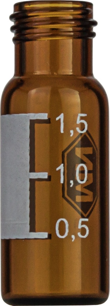 [1760065] Vials w. screw neck, Macherey-Nagel, N 9 short thread, wide opening, 1,5 mL, amber, w. labeling