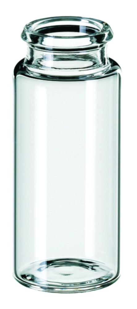 Vials w. snap neck, LLG, N 18 snap cap, flat bottom, 10 mL, clear