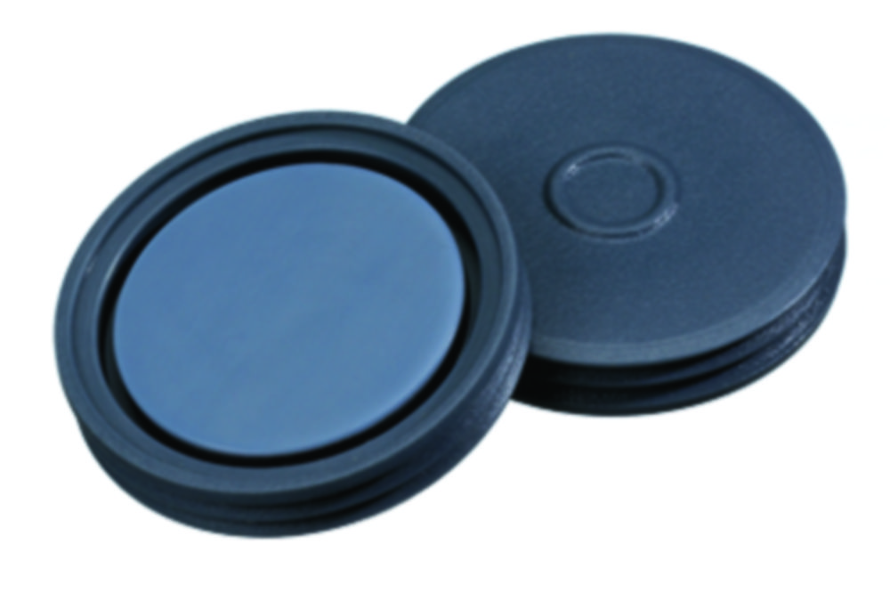 Septa, LLG, for N 20 crimp seals, butyl(dark grey)/PTFE(grey) 50 A, Pharma-Fix