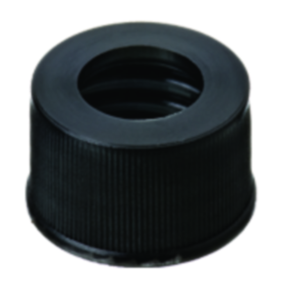 Screw cap, LLG, N 13, black PP w. hole