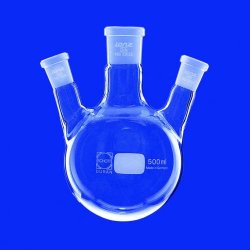 Rnd-bottom flask, angled, C. and S necks:NS 29/32