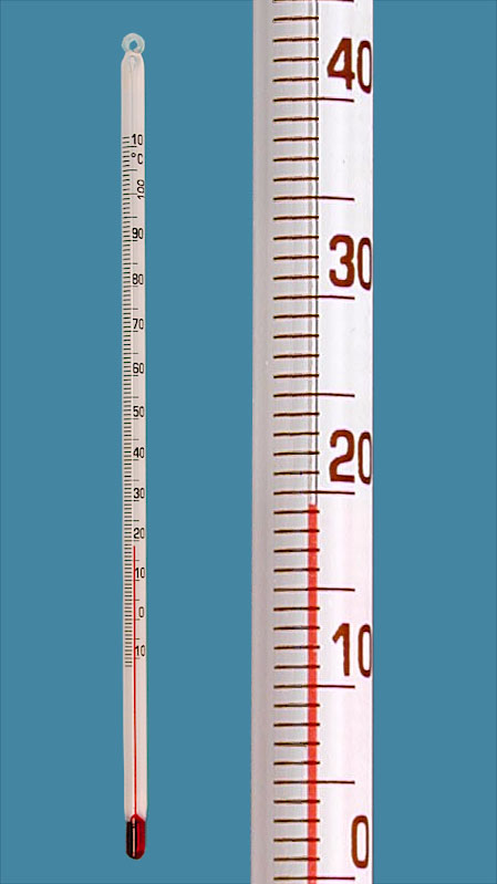 [7620525] Thermometer, red filling, 20 cm, -10 - 110°C : 1°C