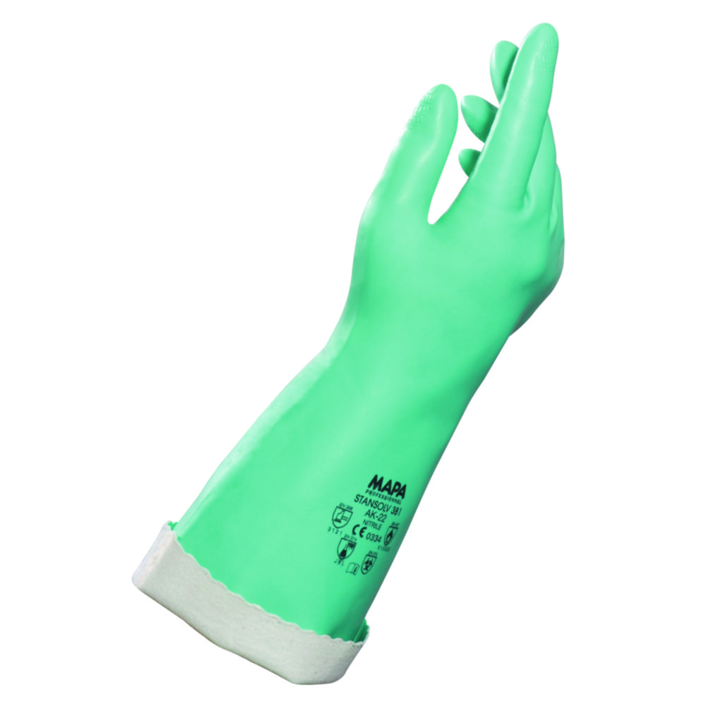 Chemical protection gloves, MAPA Ultranitril 381, size 9