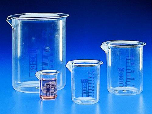 [9013585] Beaker 250ml, PMP (TPX) blue g raduation, low form