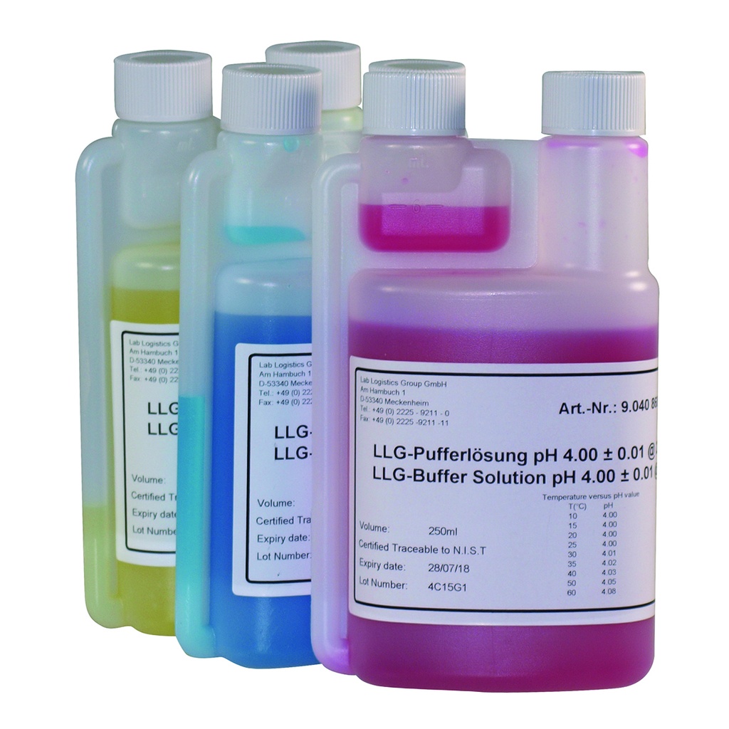 [9040868] Buffer, technical, LLG, pH 4,00 ±0,01, 25°C, red, 250 mL