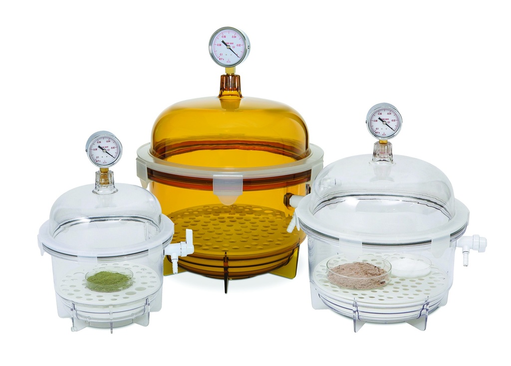 LLG-Vacuum desiccator VDR-30GU, round PC, with gau