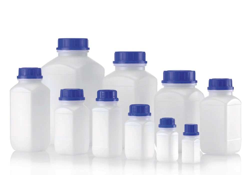 Square reagent bottle, HDPE, wide neck, 100 ml