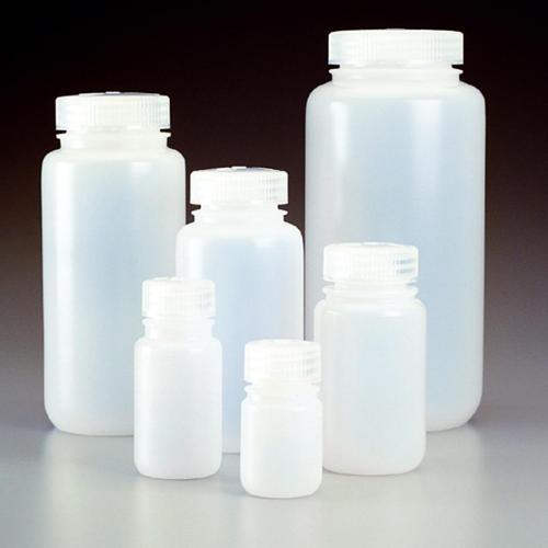 Wide neck bottles 30 ml, PE-HD with screw-cap PP,