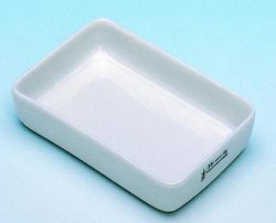 Incinerating dish, rectangular, porcelain, 55 ml