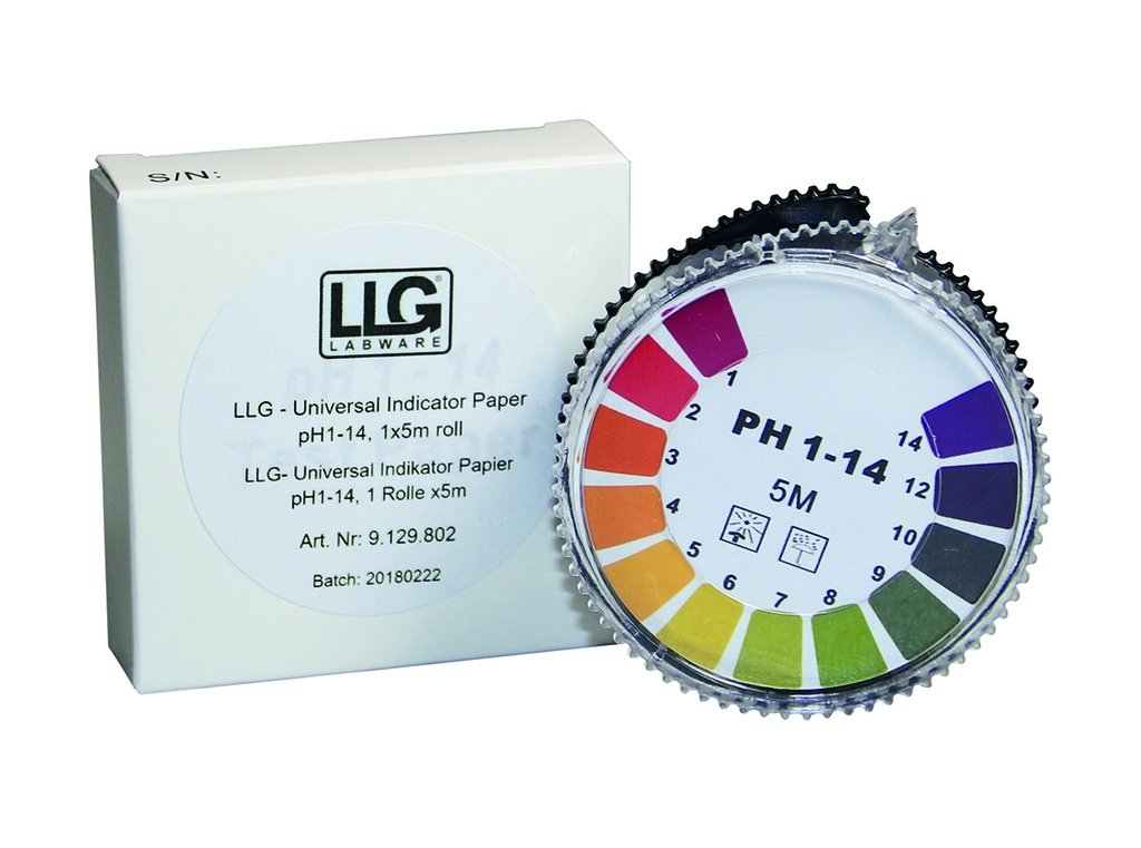 [9129803] pH indicator paper, LLG Universal, refill, pH 1 - 14, 3 rolls of 5 m